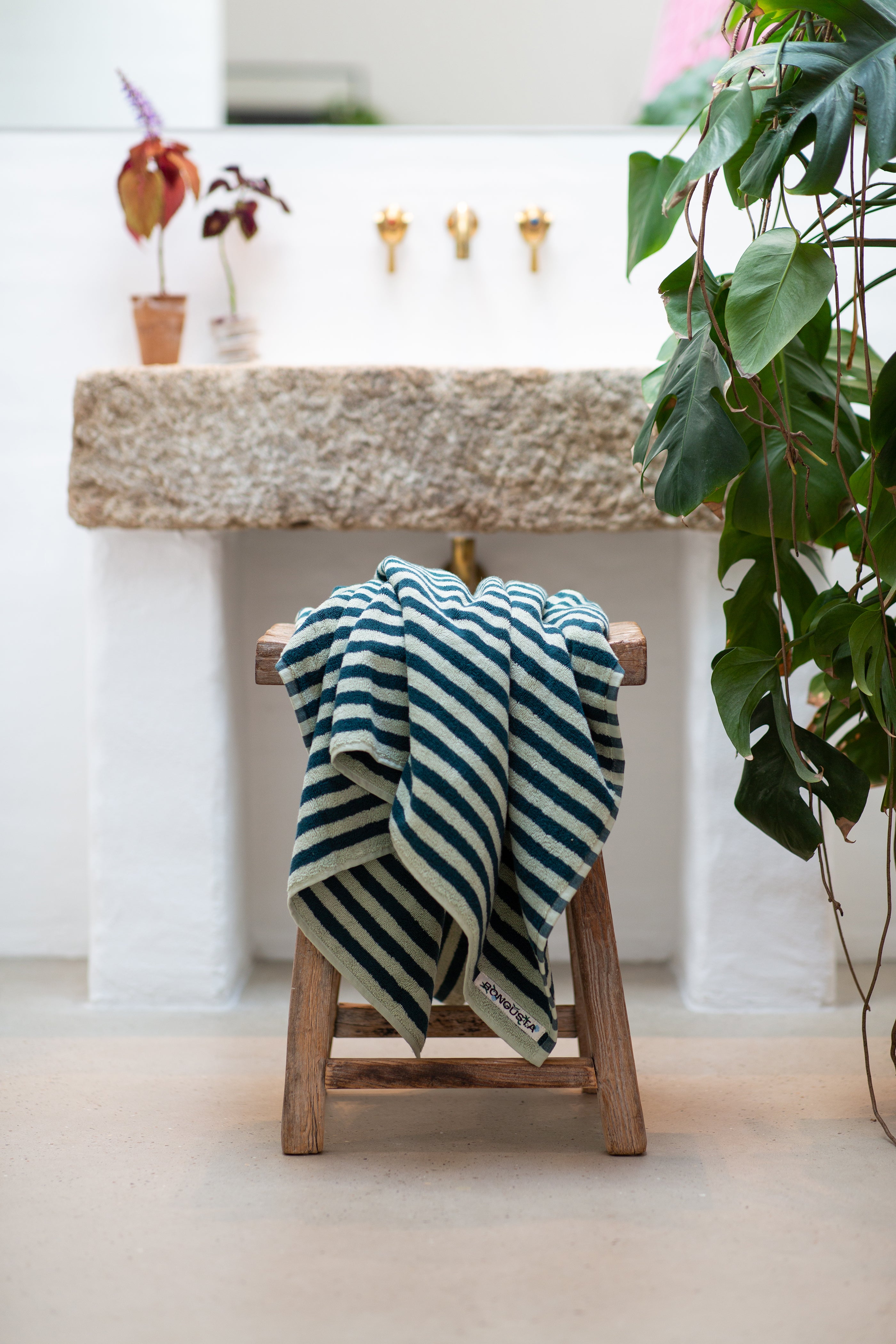 Naram håndklæde - Sea Foam & Deep Teal